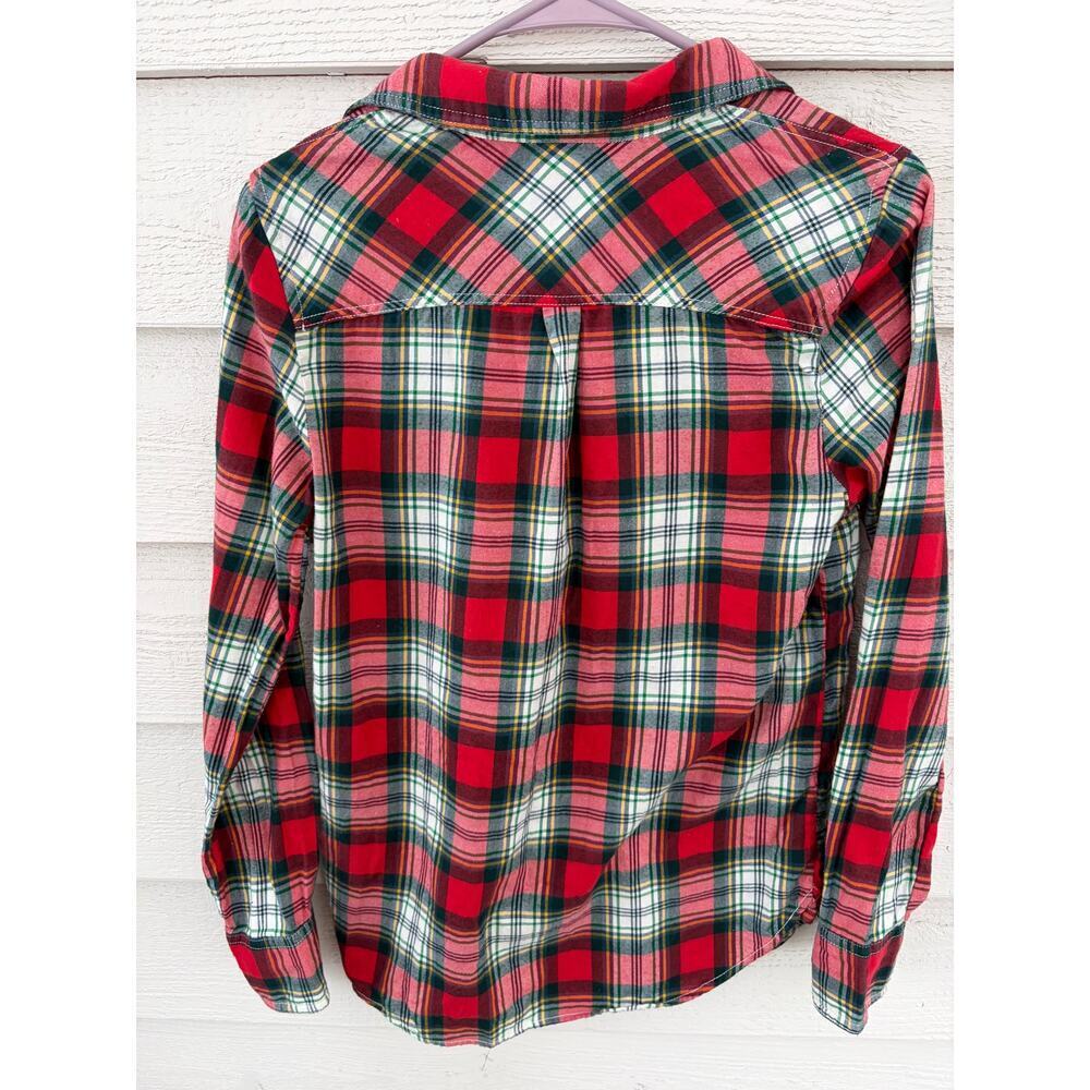 *J.CREW* Plaid Cottagecore Popover Flannel Shirt Tartan Pattern Women's XS - Picture 7 of 7